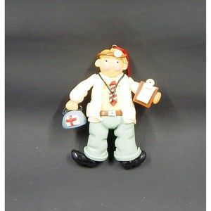 Clay Dough 3D Doctor Ornament 4 Inches Clipboard Medical Bag Hong Kong READ